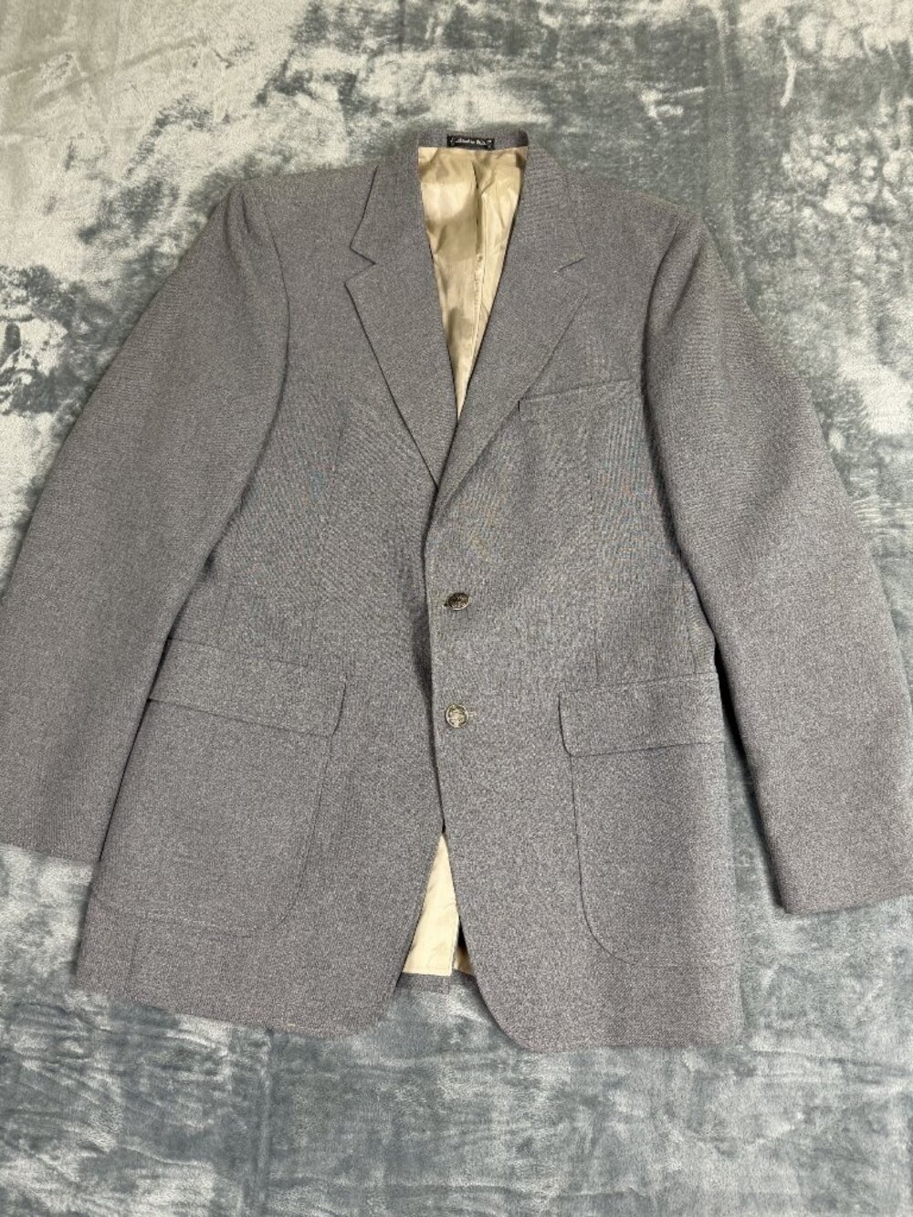 Edgeworth Mens Gray Blazer Jacket Size 40L 2 Button Pockets Lined Classic